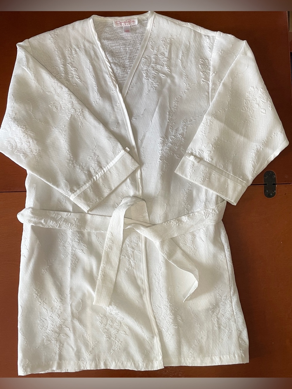 Vintage Oscar de la Renta Pink Label Wrap Robe Medium Belt Y2K Floral Jacquard